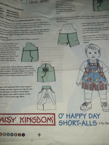Lot of 2 Daisy Kingdom O' Happy Day Short-Alls Sizes 6-24 Months - Picture 2 of 4