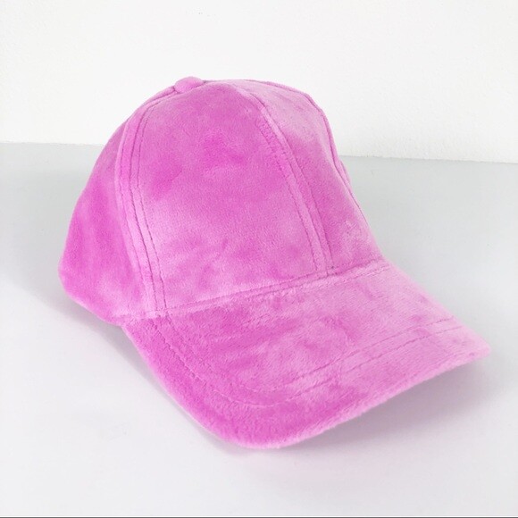 NWT NEW Hot Fushia Pink Velour Baseball Cap Hat Soft Comfy  display picture 2