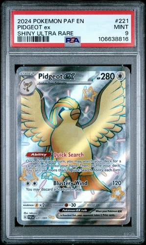 PSA 9 Pidgeot ex 221/091 Pokemon Paldean Fates Shiny Ultra Rare 2024 MINT