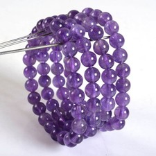 Wholesale 4 pcs 8mm A grade Amenthyst round gemstone beads stretchable bracelet
