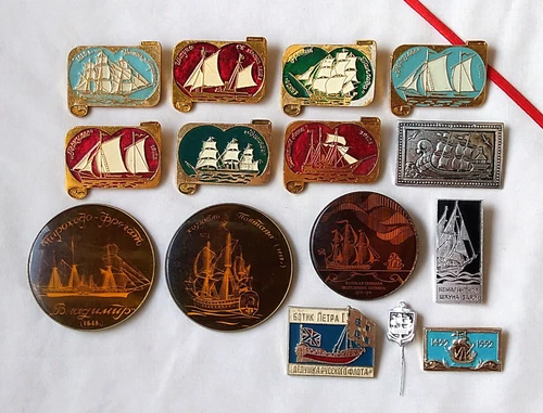 Russian Sailing ships Soviet Badge vintage Set 15x sailboat vessel boat pins set