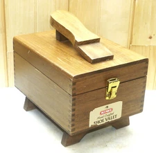 Vintage Kiwi Shoe Valet Wooden Finger-Jointed Shoe Shine Box Loaded INV17616