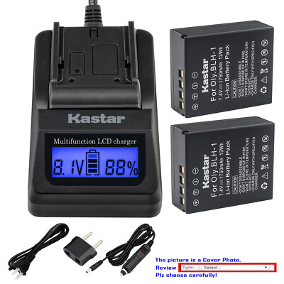 Kastar BLH-1 Decoded Battery LCD Fast Charger for Olympus OM-D EM1 Mark III