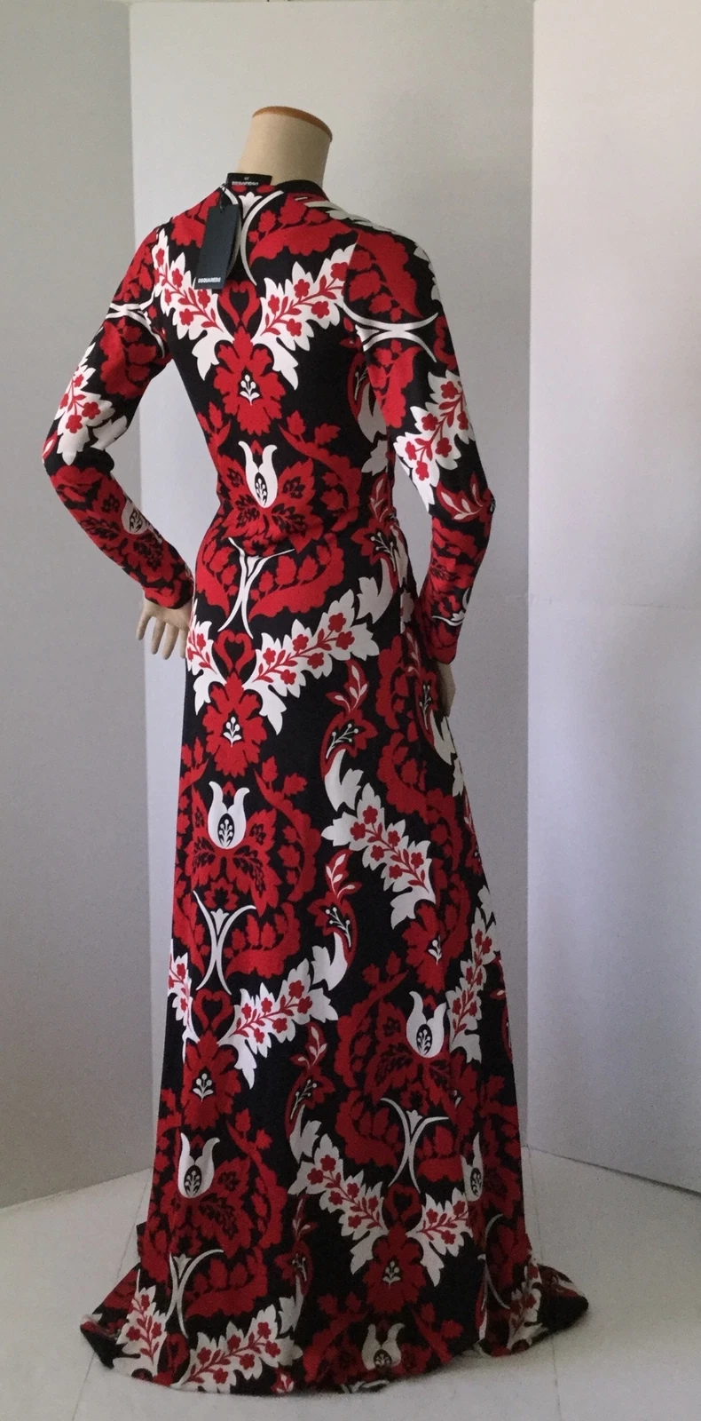 Abito lungo da passerella DSQUARED2 NUOVO stampa audace sobrio sexy! (Taglia XS) 2.990€!