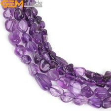 Natural Nugget Purple Amethyst Quartz Loose Freeform Beads Jewelry Making 15"