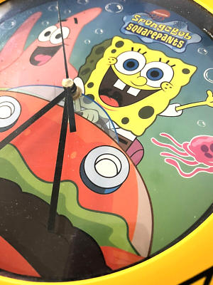 Large SpongeBob Square Pants 32cm Yellow Wall Clock - Very Rare