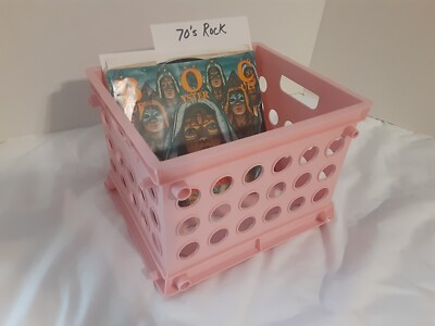 Pink Mini Milk Crate 45rpm 7'' inch Record Vinyl Storage Holds Up To 65 records
