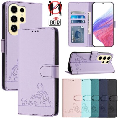 For Samsung S25 FE S24 S23 S22 S21 S20 Ultra Plus Wallet Case Leather Flip Cover