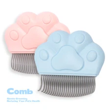 2 X Pet Hair Removal Massaging Shell Comb Dog&Cat Soft Deshedding Grooming Brush