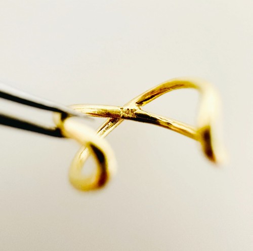 14K Solid Yellow Gold SINGLE Small Lightweight Infinity Ear Cuff Earring - Picture 14 of 14