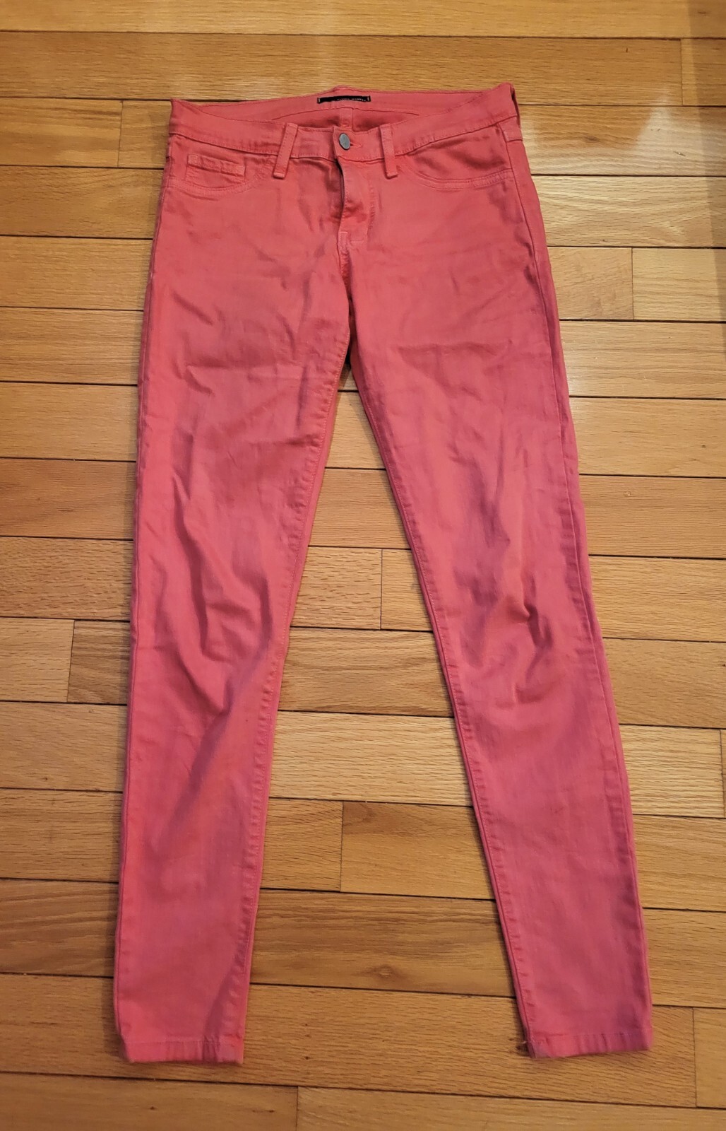 Flying Monkey Stretch Slim Mid Rise Pants Jeans Coral Pink Orange 28 Junior 9 Sm