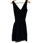 Betsy Johnson Fit and Flare Burnout Shimmer Faux Wrap Dress Womens Small Black