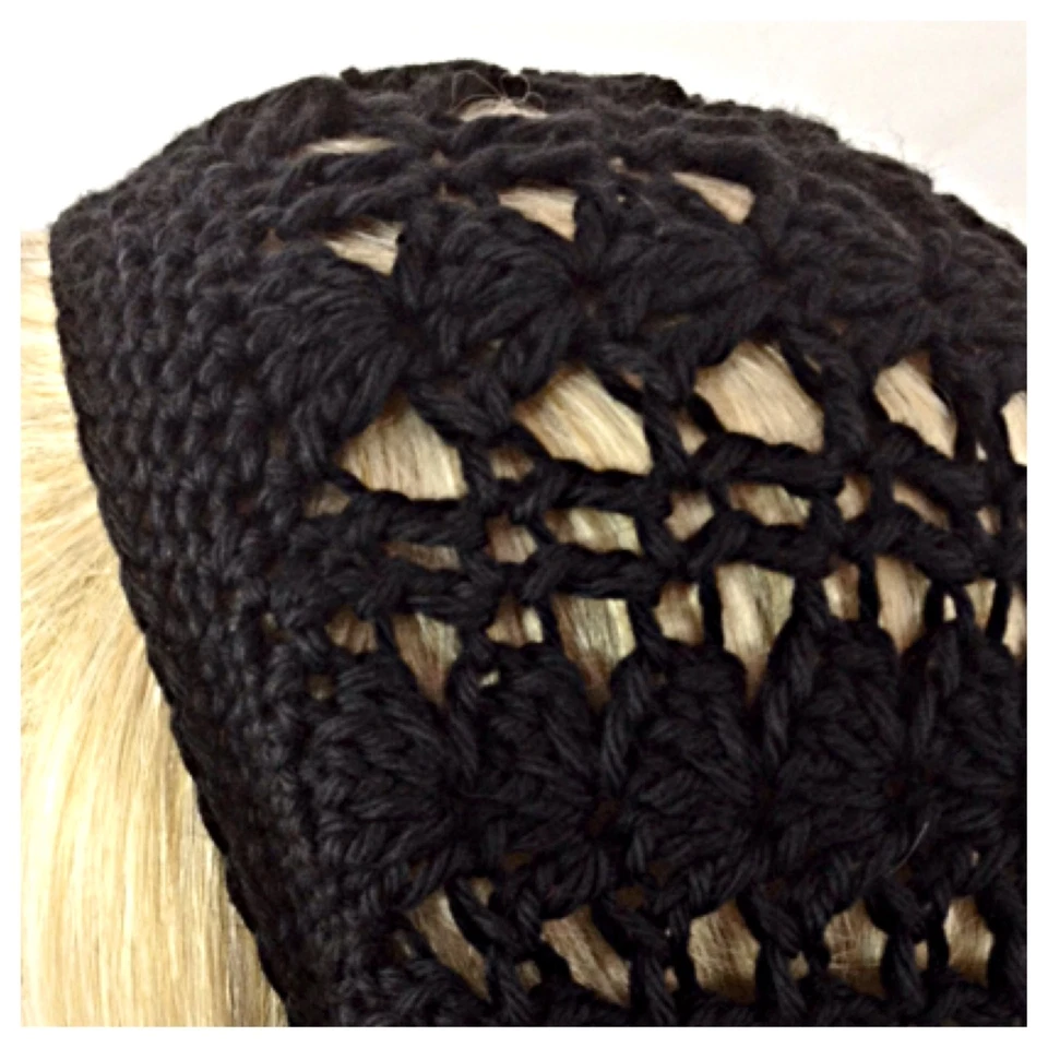 NUEVO Para mujeres Hecho a Mano SLOUCHY Gorro Tam Sombrero Rasta EXTRA BAGGIE Suave Sólido NEGRO Foto 3 de 4