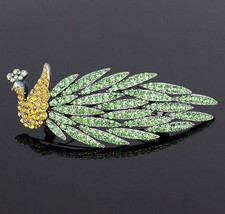 Phoenix Green Austrian Rhinestone Hair Barrette Clip Ponytail Holder Comb B114G