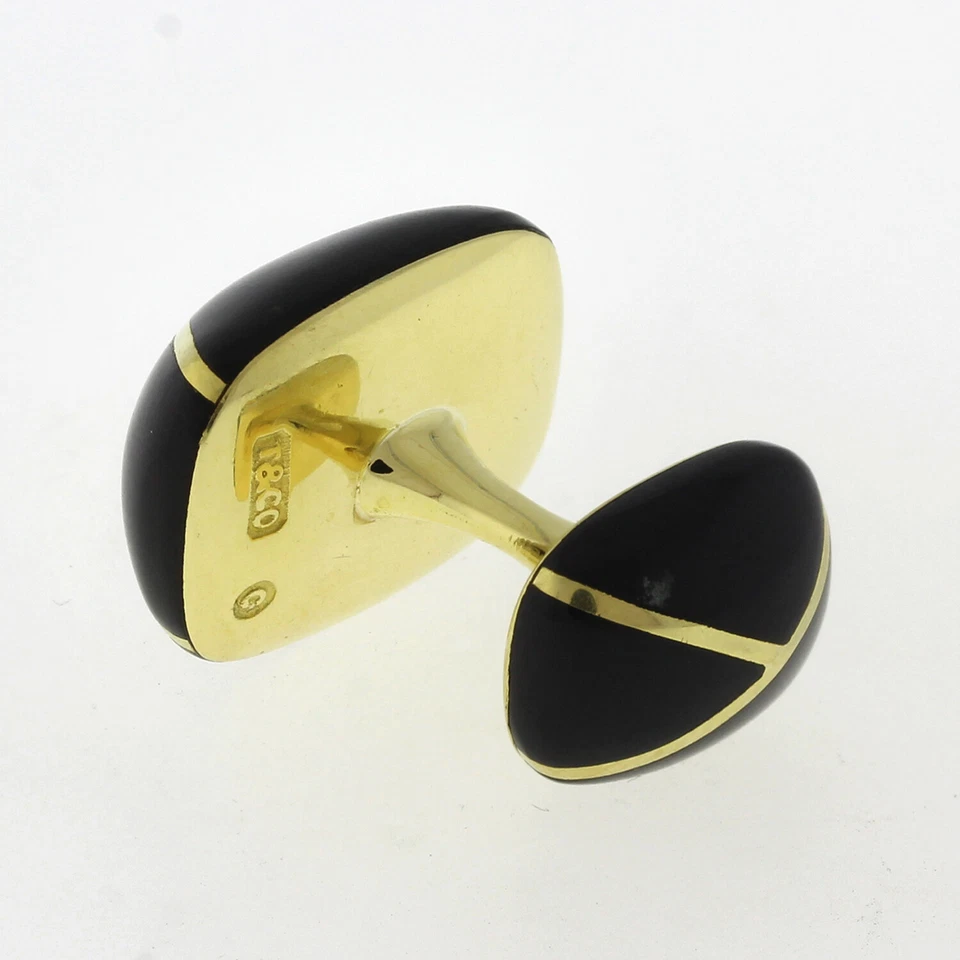 Single Men's Tiffany & Co. Cufflink 18K Yellow Gold & Black Onyx One Only - Imagem 3 de 4