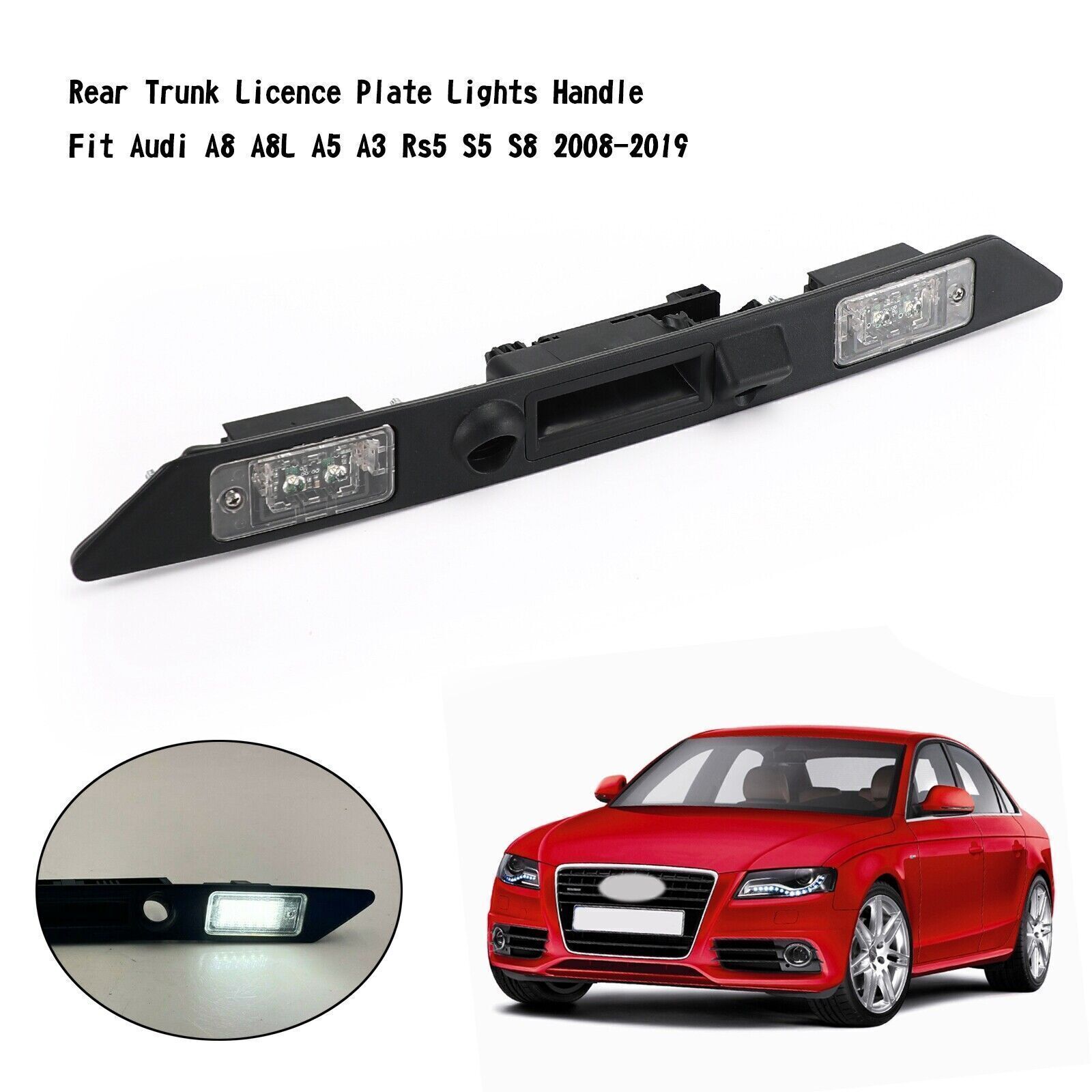 Rear Trunk Licence Plate Lights Handle Fit Audi A8 A8L A5 A3 Rs5 S5 S8 08-19