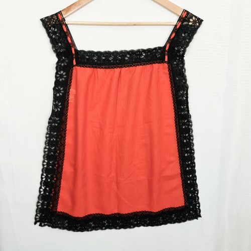 MARCHIONESS Size M Orange with Black Lace Square Drop Carrigan Lingerie Vintage - Picture 2 of 9