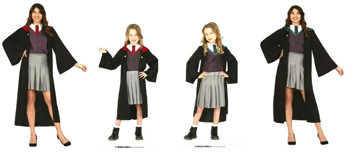 CARNEVALE HALLOWEEN VESTITO HARRY POTTER HERMIONE GRIFONDORO SERPEVERDE  COMPLETO