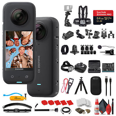 Insta360 X3 - Waterproof 360 Camera + 50-in-1 Accessory Kit + 64GB