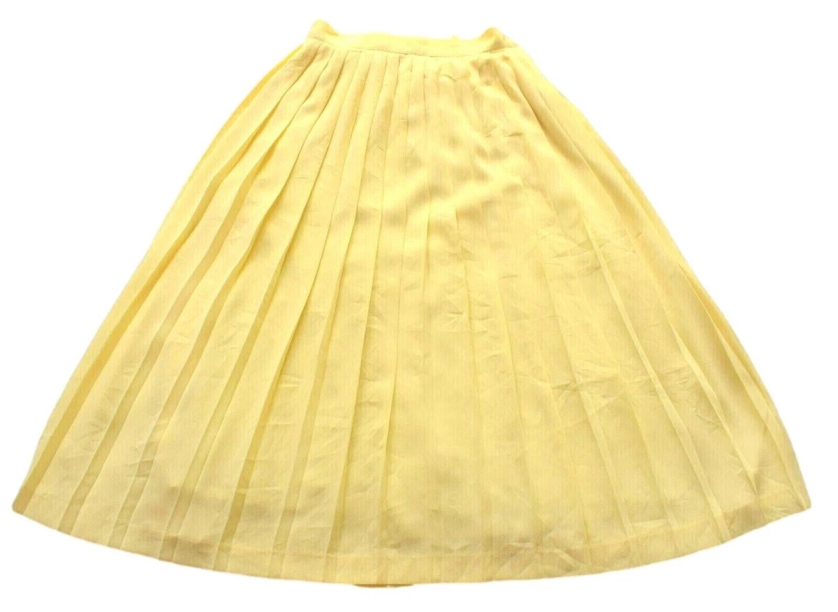 Pale yellow cheap pleated skirt