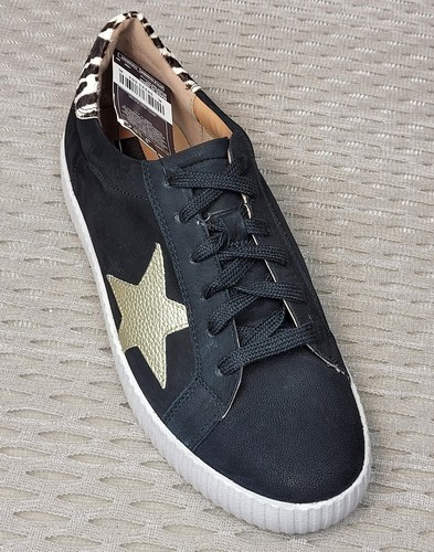 Entrenadores con cordones de cuero real para damas M&S ~ Talla 4,5 ~ NEGRO/DORADO - Imagen 5 de 6
