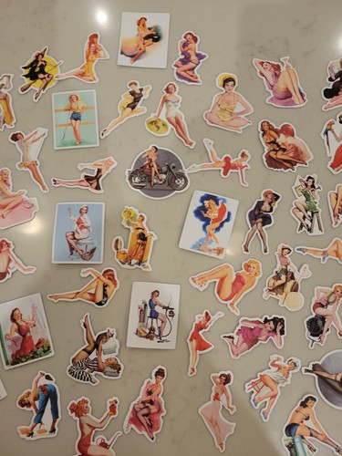 Classic Pinups Sexy Vinyl Stickers Retro Stockings Erotic.14 Randon Mixed Lot - Picture 3 of 4