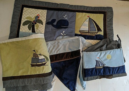 Nojo Blue Velero Cuna 4PC Set - Imagen 2 de 7