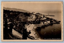 Croatia Postcard Lovrana Peharora Bucht Beach Aerial View 1923 RPPC Photo