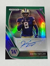 2021 Prizm Draft Football Green Prizm Auto - Keith Taylor RC - Washington