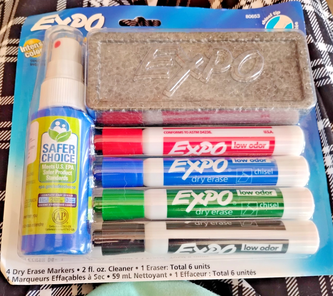 Low Odor Dry Erase Marker Set with White Board Eraser and Cl