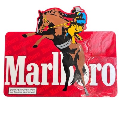 Vintage Marlboro Man Vinyl Sticker Sign Cowboy Bucking Bronco Large Decal NOS 92