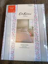 Image of Cath Kidston Ticking Stripe green duvet cover set king size stripes rose buds