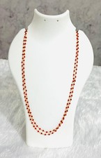 3mm Red Hydro Beads 2 Layered Necklace, 24 Inch Gold Plated Beaded Necklace