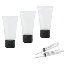 50 Count 30 ml Clear Plastic Empty Bottles with Flip Cap, 2 Injector Syringes
