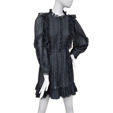Ulla Johnson Presley Mini Dress Size 4 Black Polka Dot Ruffled Long Sleeve