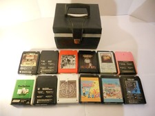 Vtg Lot of 12 8-Track Tapes carrying case All Play Tested 1970s Rock