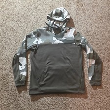 Nike Dri-FIT Mens Camo Colorblock Hoodie Olive Green Pullover Sweatshirt Medium