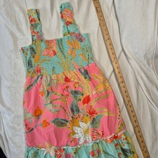 Spartina 449 Avalon Smocked Maxi Dress Queenie Tropical Floral Cotton Womens S