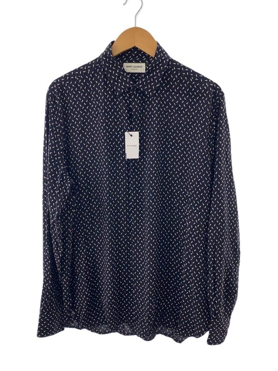 Camicia manica lunga SAINT LAURENT Flyon collo regolare 40 nera fantasia totale