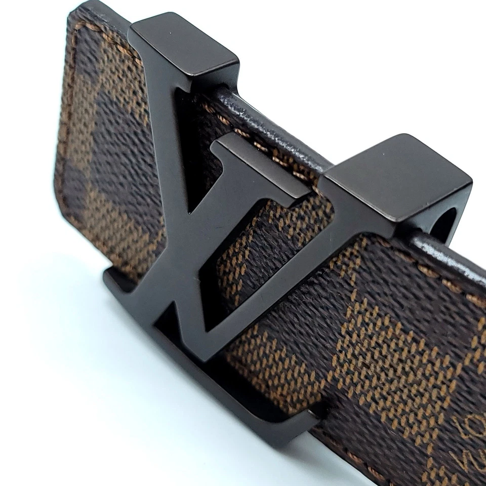 Пояс Louis Vuitton M9807 Damier Ebene LV инициалы пряжка коричневый размер 110/44 - Изображение 3 из 4