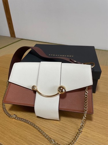 Strathberry Mini Crescent Brown Leather Crossbody Bag 2023AW Rare