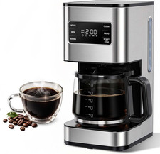 12 Cup Drip Coffee Maker Programmable, Regular & Strong, LED Display