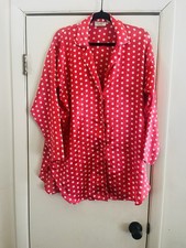 VTG Victoria Secret Gold Label Satin Polka Dot Valentines Oversized Sleep Shirt