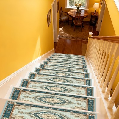 European-Style Patterned Stair Mat, Soft And Durable, Machine Washable And Eas