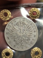 Rara R Moneta 2 LIRE 1902 ARGENTO SILVER PERIZIATA Rif. Gigante 90 Regno Italia