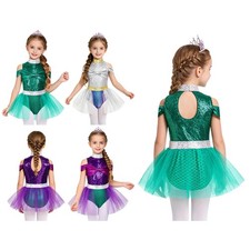 Kids Girls Bodysuit Costume Dancewear Ballet Jumpsuit Dance Off-shoulder Stage
