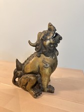  Antique Old Chinese Copper Bronze Dynasty Fengshui Foo Fu Lion Statue