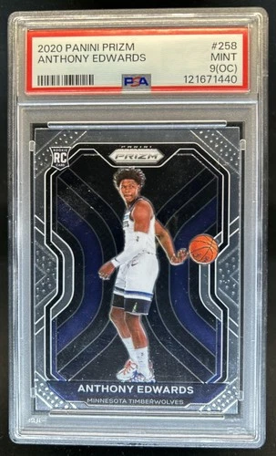 2020-21 Panini Prizm Anthony Edwards RC Rookie #258 Timberwolves PSA 9 OC