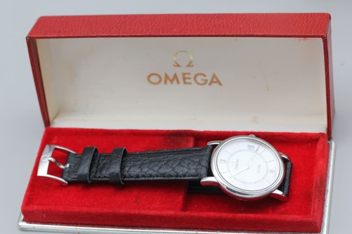 ▶️1998【Near MINT w/ Box】OMEGA De Ville Prestige Cal.1532 Roman Date Quartz Men's