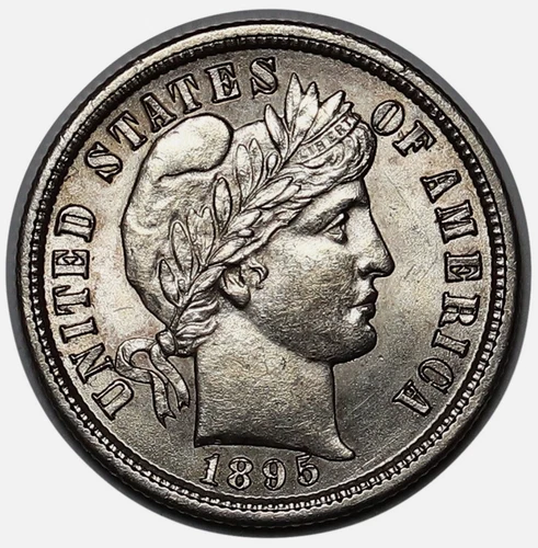 1895-S Barber Dime, Lustrous Gem BU+++ Better Date Barber